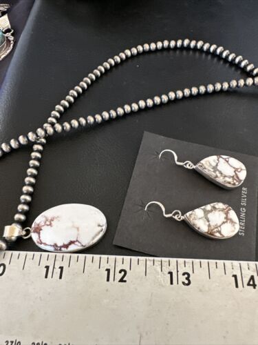 Navajo Wild Horse Necklace Pendant and Earrings Set | Sterling Silver | Authentic Native American Handmade | 15739