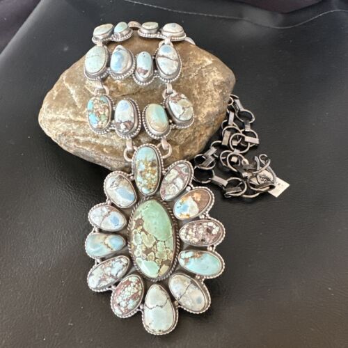 Navajo Blue Golden Hills Turquoise Lariat Necklace Pendant | 16181 | Authentic Native American Handmade