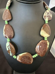 Navajo Men's Green Chrysoprase & Howlite Necklace | Sterling Silver | 20" | Authentic Native American Handmade | 16820