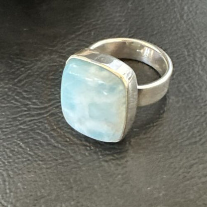 Navajo Blue Larimar Ring | Sterling Silver | Sz 7 | Authentic Native American Handmade | 17655