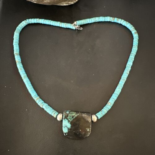Navajo SpiderWeb Turquoise Heishi Pearls Necklace | Sterling Silver | 20" | 17030
