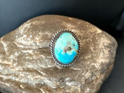 Navajo Blue Kingman Turquoise Ring | Sterling Silver | Sz 5.5 | Authentic Native American Handmade | 16893