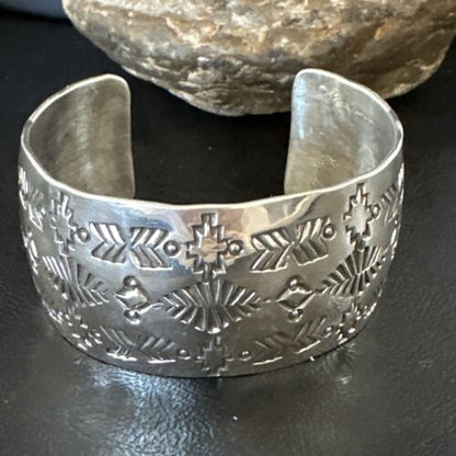 Navajo Stamped Cuff Bracelet | Sterling Silver | Authentic Native American Handmade | 17458