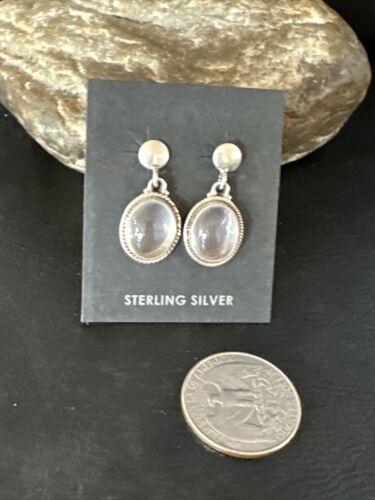 Navajo Pink Mother of Pearl Dangle Inlay Earrings | Sterling Silver | Authentic Native American Handmade | 15303