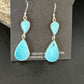 Navajo Blue Kingman Turquoise Dangle Earrings | Sterling Silver | Authentic Native American Handmade | 15110