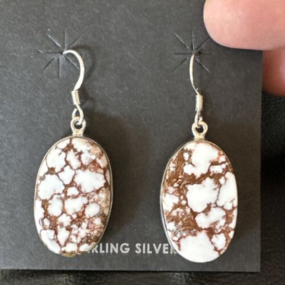 Navajo Wild Horse Turquoise Dangle Earrings | Sterling Silver | Authentic Native American Handmade | 15746