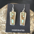 Navajo Blue Boulder Turquoise Dangle Earrings | Sterling Silver | Authentic Native American Handmade | 16506