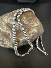 Navajo Pearl Sterling Silver Saucer Bead Necklace | Hand Strung 5mm | 20" | Authentic Native American | 60520