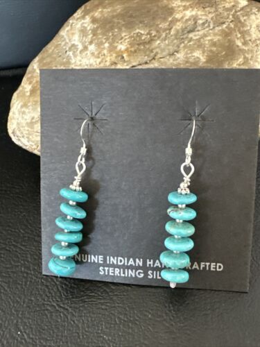 Navajo Blue Cluster Turquoise Bead Earrings | 6mm | Sterling Silver | Authentic Native American Handmade | 15843