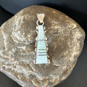 Navajo White Opal Inlay Pendant Necklace | Sterling Silver | Authentic Native American Handmade | Sf 15680