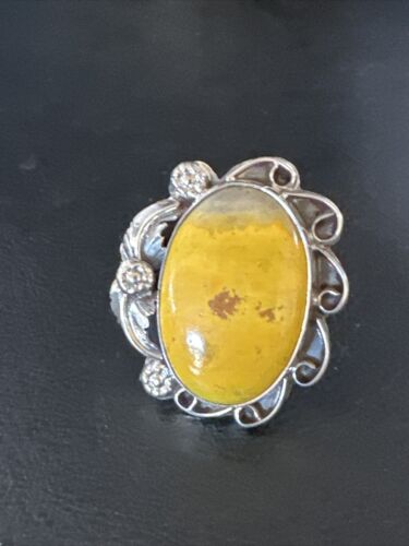 Navajo Yellow Bumble Bee Jasper Ring | Sterling Silver | Sz 9 | Authentic Native American Handmade | 14944
