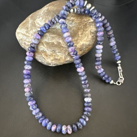 Rare Faceted Purple Sugilite Bead Navajo Sterling Silver Necklace 20