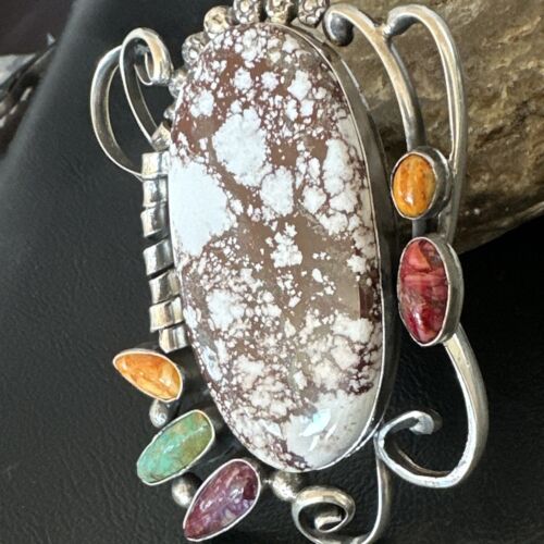 Navajo Women's Spiny Wild Horse Necklace Pendant | Sterling Silver | Multi-Stone | 16104