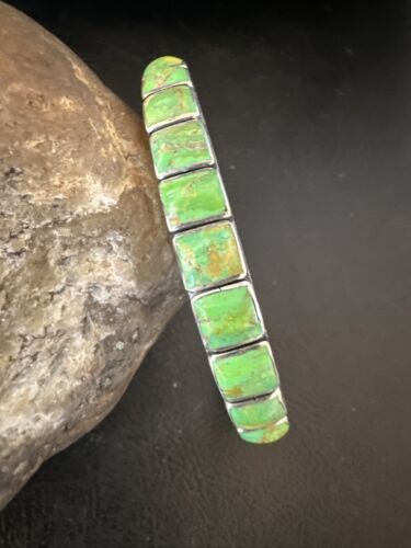 Navajo Green Mojave Turquoise Cuff Bracelet | Sterling Silver | Authentic Native American Handmade | 16900