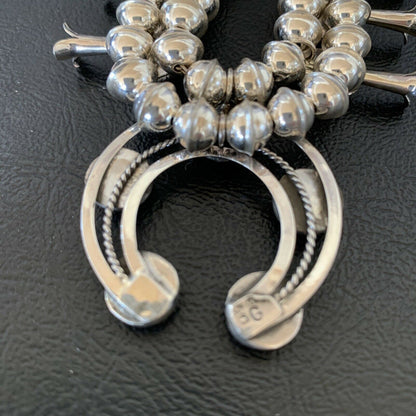 Navajo Coral Squash Blossom Necklace & Earrings | Sterling Silver Shadow Box | Authentic Native American Handmade | 10888