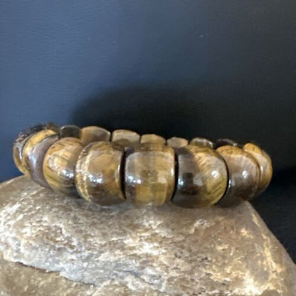 Native American Tigers Eye Stone Stretch Bracelet | Authentic Handmade | 16256