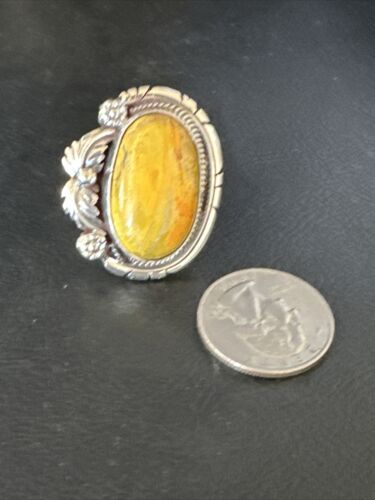 Navajo Yellow Bumble Bee Jasper Ring | Sterling Silver | Sz 9.5 | Authentic Native American Handmade | 14947