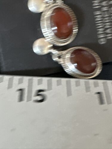 Navajo Burgundy Carnelian Dangle Earrings | Sterling Silver | Authentic Native American Handmade | 14925