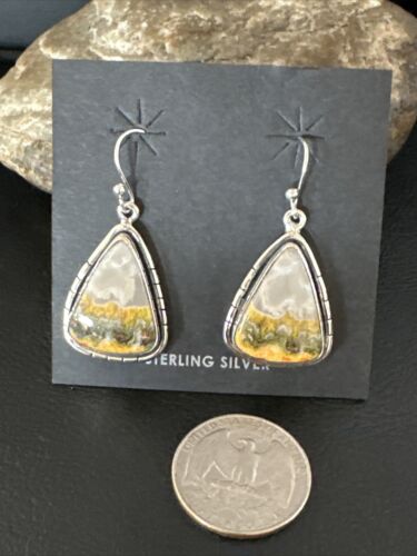 Navajo Bumblebee Jasper Earrings | Sterling Silver | Authentic Native American Handmade | 15838