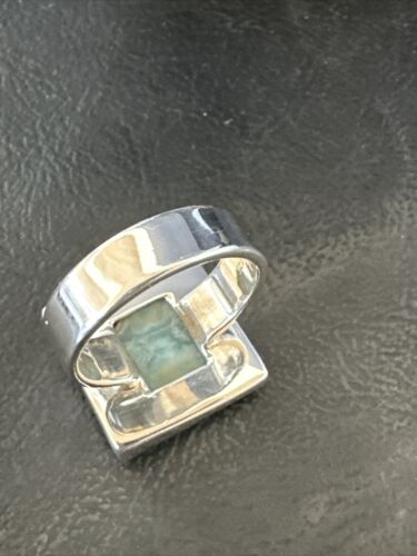 Navajo Blue Larimar Ring | Sterling Silver | Sz 8 | Authentic Native American Handmade | 17589