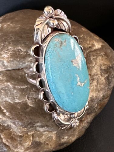 Men's Blue Kingman Turquoise Ring | Navajo Sterling Silver | Sz 9.5 | Authentic Native American Handmade | 15518