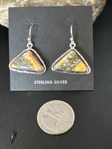 Navajo Bumblebee Jasper Earrings | Sterling Silver | Authentic Native American Handmade | 15836