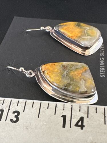 Navajo Bumblebee Jasper Earrings | Sterling Silver | Authentic Native American Handmade | 15826