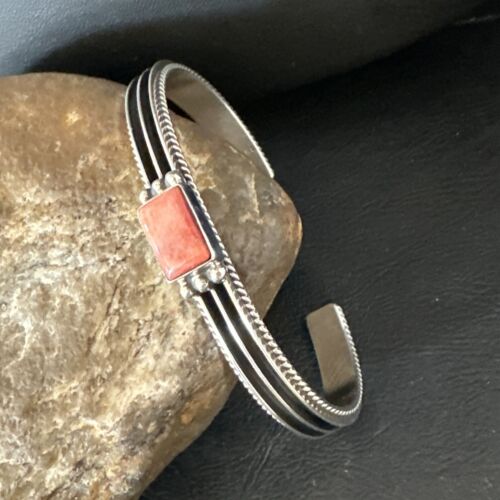 Navajo Purple Spiny Oyster Cuff Bracelet | Sterling Silver | Authentic Native American Handmade | 15160