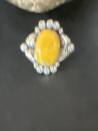 Navajo Yellow Bumble Bee Jasper Ring | Sterling Silver | Sz 10 | Authentic Native American Handmade | 14949