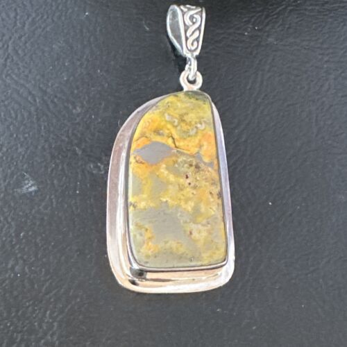 Navajo Bumblebee Jasper Pendant Necklace | Sterling Silver | Authentic Native American Handmade | 15967