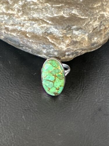Navajo Green Mojave Turquoise Ring | Sterling Silver | Sz 6 | Authentic Native American Handmade | 15599