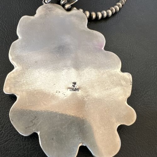 Navajo Blue Kingman Turquoise Cluster Pendant Necklace | Sterling Silver | Authentic Native American Handmade | 16795