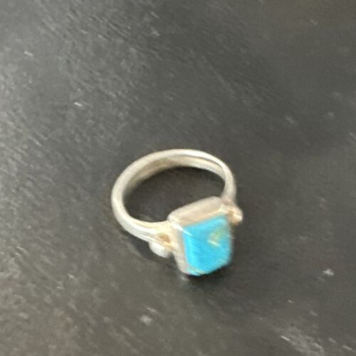 Navajo Blue Turquoise Pinkie Ring | Sterling Silver | Sz 4.5 | Authentic Native American Handmade | 15360