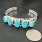 Women's Blue Turquoise 5-Stone Cuff Bracelet | Navajo Sterling Silver | Authentic Native American Jewelry | 16279