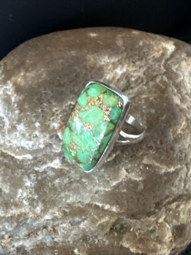Navajo Green Mojave Turquoise Ring | Sterling Silver | Sz 6 | Authentic Native American Handmade | 15600