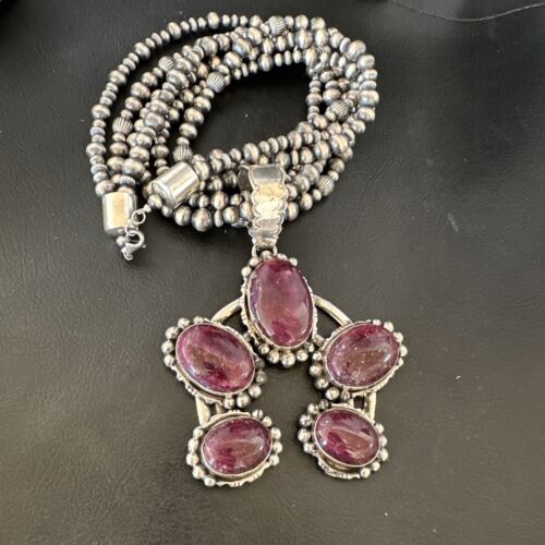 Navajo XL Purple Spiny Cluster Naja Pendant Necklace | Sterling Silver | 21" | 16677