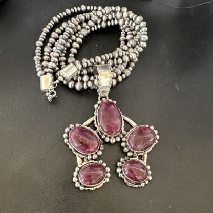 Navajo XL Purple Spiny Cluster Naja Pendant Necklace | Sterling Silver | 21" | 16677