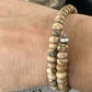 Navajo Brown Picture Jasper Bead Bracelet | 6mm | Sterling Silver | Authentic Native American Handmade | 15244