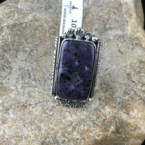 Native American Navajo Sterling Silver Purple Charoite Ring Size 7.75 10101