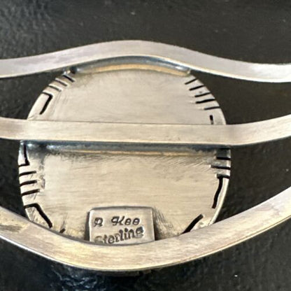 Women's Blue Kingman Turquoise Cuff Bracelet | Navajo Sterling Silver | Authentic Native American Jewelry | 16246