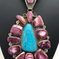 Navajo Turquoise Purple Spiny Cluster Pendant Necklace | Sterling Silver | Authentic Native American Handmade | 16676