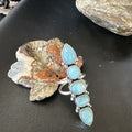 Navajo Blue Larimar Cluster Ring | Authentic Native American Sterling Silver | Multi-Stone | Sz 8.5 | 15935