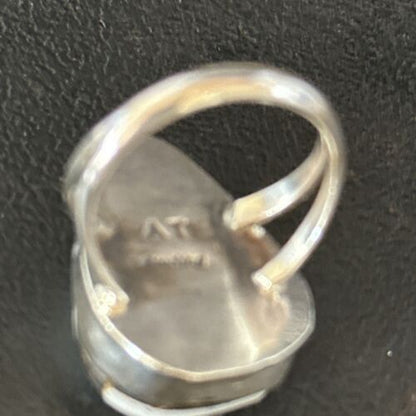 Men's Navajo White Buffalo Turquoise Ring | Sterling Silver | Sz 8.5 | Authentic Native American Handmade | 14745