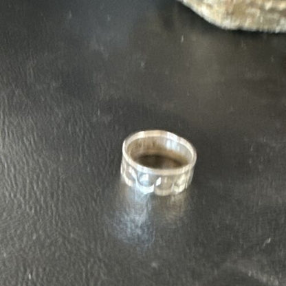 Navajo Stamped Sterling Silver Wide Band Ring | Sz 4.5  Pinky | Authentic Native American Handmade | 15296