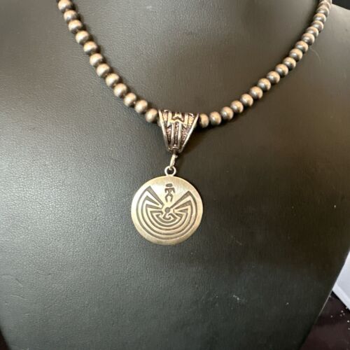Hopi Man in the Maze Pendant | Sterling Silver Necklace | Authentic Native American Handmade | 16906