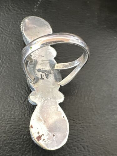Navajo Green Turquoise Spiny Oyster Multi-Stone Ring | Authentic Native American Sterling Silver | Sz 11 | 16728