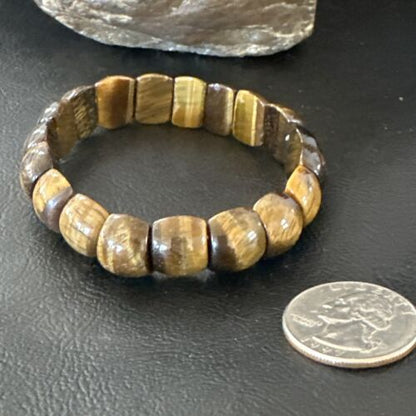Native American Tigers Eye Stone Stretch Bracelet | Authentic Handmade | 16256