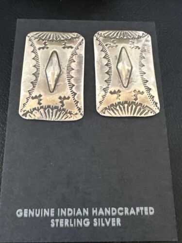 Navajo Stamped Sterling Silver Handmade Earrings | Authentic Native American | 15847
