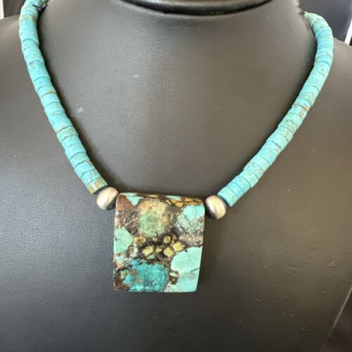 Navajo SpiderWeb Turquoise Heishi Pearls Necklace | Sterling Silver | 20" | Authentic Native American Handmade | 17096