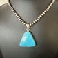 Blue Kingman Turquoise Pendant | Navajo Pearls | Sterling Silver Necklace 20" | 17009